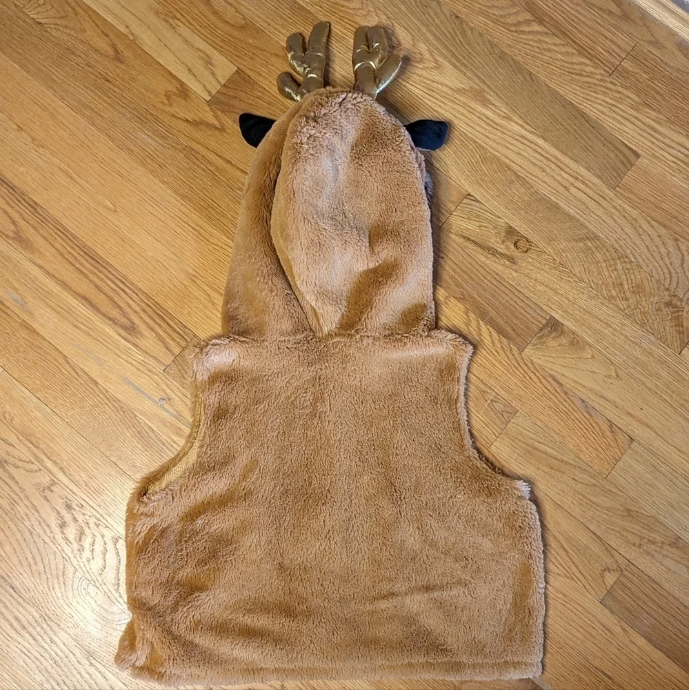 Kids Unisex Small‎ Reindeer Hooded Full Zip Vest